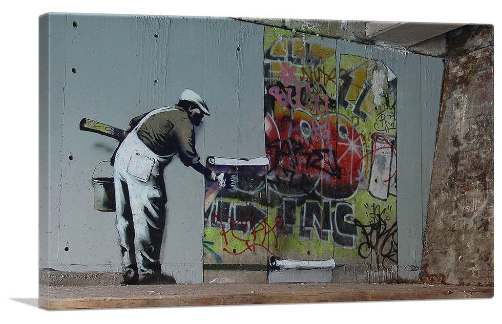 バンクシー「リージェンツ カナル壁画/Regent's Canal Mural」展示用フック付きキャンバスジークレ