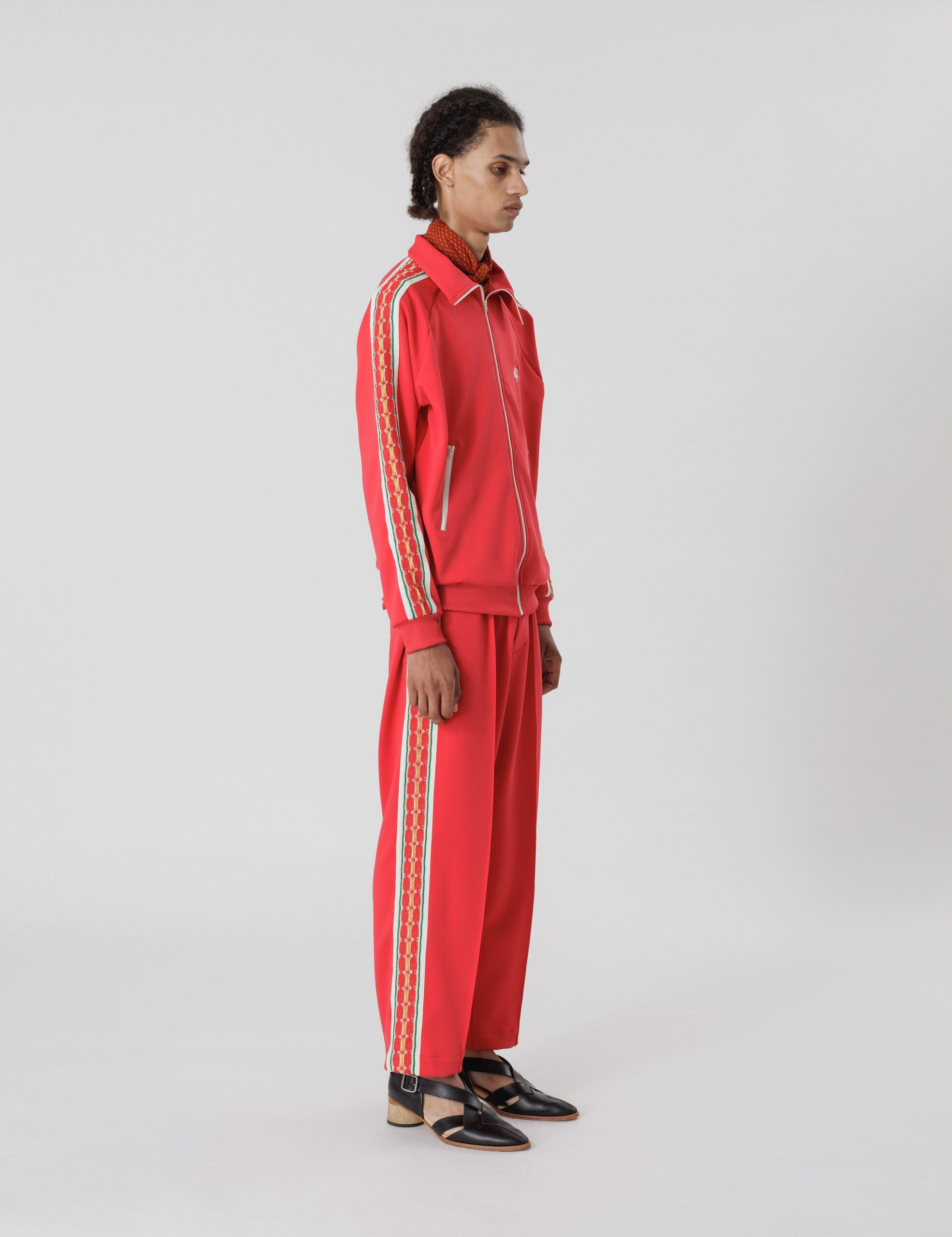 24SS】Sasquatchfabrix. LACE TAPE TRACK PANTS (RED) 24SS-PA9-012