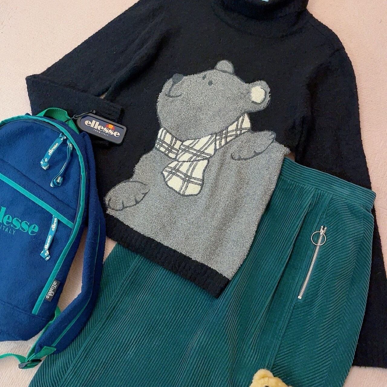 CASTELBAJAC / muffler bear black turtle sweater