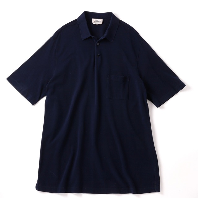 【定価9万】HERMES special polo shirt made in Italy mint condition ／ ヴィンテージ エルメス スペシャル ポロシャツ ネイビー 半袖 イタリア製 実寸XL~2XL ミントコンディション