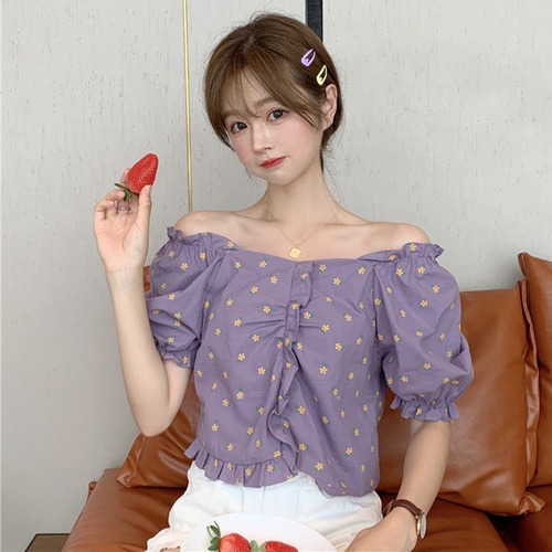 ✞ オフショルダー花柄スリーブシャツブラウス スタンダード トップス レトロ スウィート ✞ゴスロリ SM ミリ 甘ロリ クラロリ 和ロリ エレガント 黒ロリ 姫ロリ 華ロリ BB-BB1261323