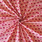ブロックプリント生地【50cm単位】インド綿  小花柄 ピンク×ベージュ×赤 #49311-PK2【再入荷】
