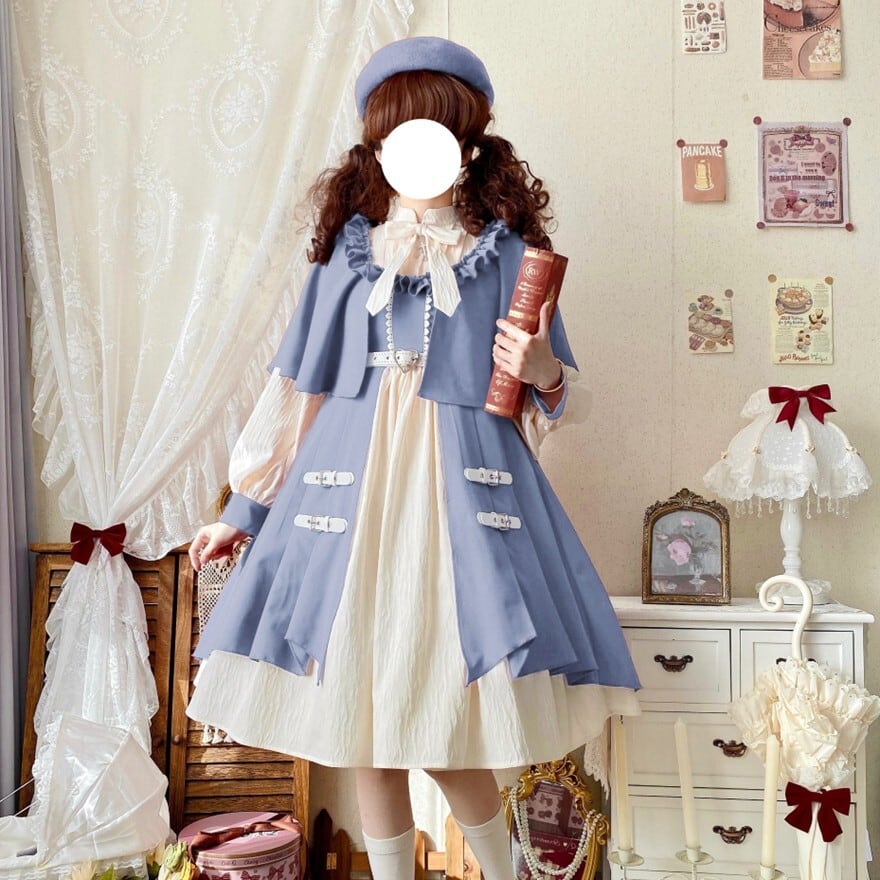 クラシカルロリィタ ワンピース ケープ付 フェイクツーピース|天使と悪魔