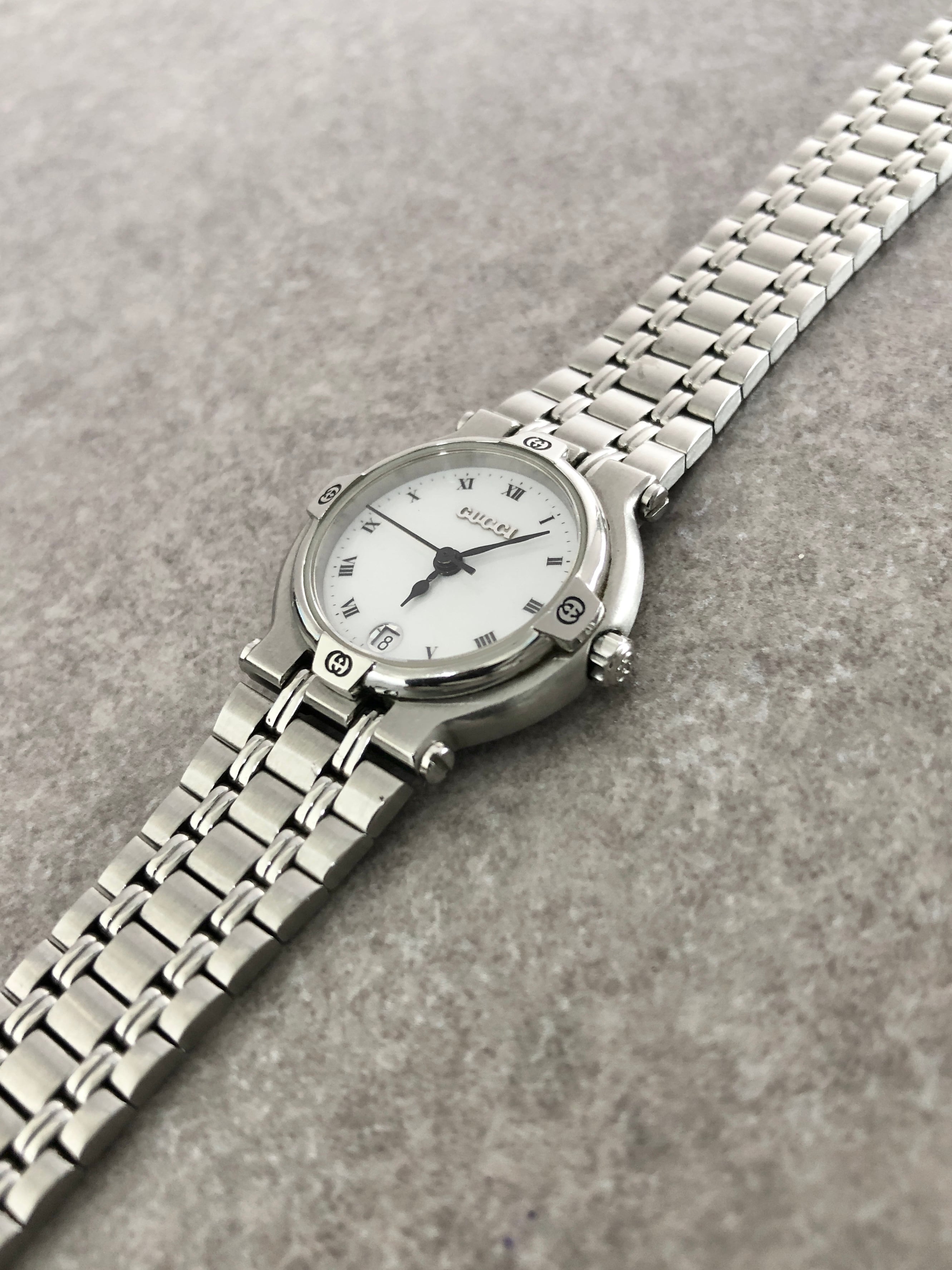 GUCCI グッチ 腕時計 シルバー GG ステンレススチール 9100L vintage