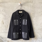 Black wool x leather jacket