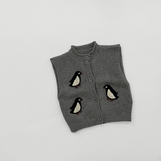 【73-110】秋刺繍入りニットベスト ベビーキッズ 男の子コーディネート