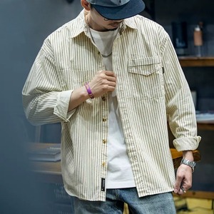 ルーズフィット ストライプ柄シャツ 3カラー 10149