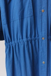 Vuokko cobalt blue cotton snap button shirt dress