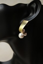 真鍮とコットンパールの大ぶりピアス＆イヤリング