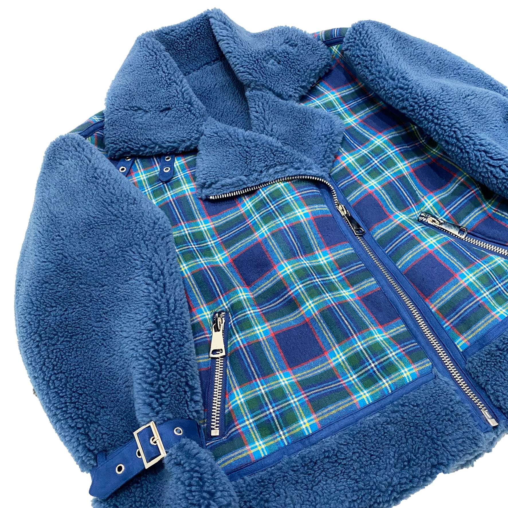 HEIHEI ヘイヘイ アウター ボアチェックライダース 赤