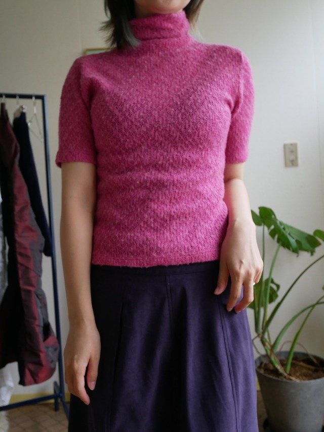90s-00s USA Made Mohair Knit Short Sleeve Turtleneck