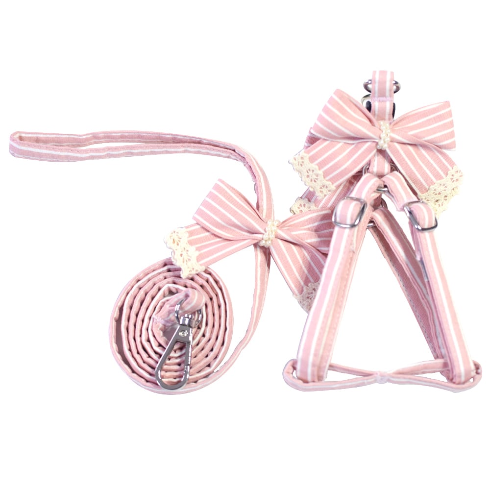 犬 ハーネス] リボン ボーダー ハーネス リード セット | HAPI&Co