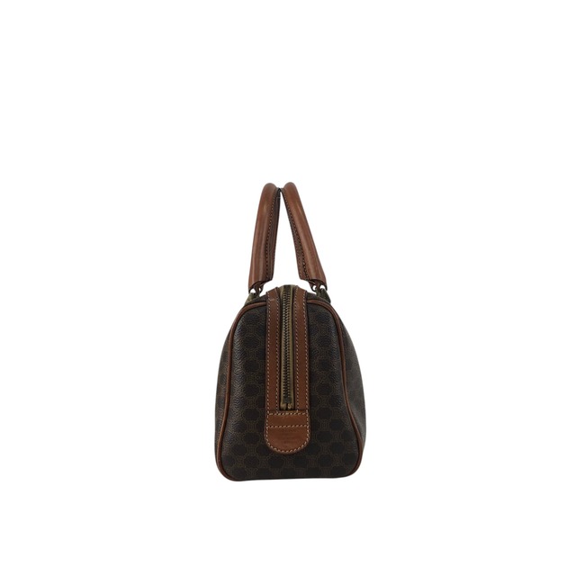 CELINE セリーヌ マカダム ショルダーバッグ ブラウン ブラゾン型押し PVC ボストンバッグ 2WAY vintage ヴィンテージ オールド degku8