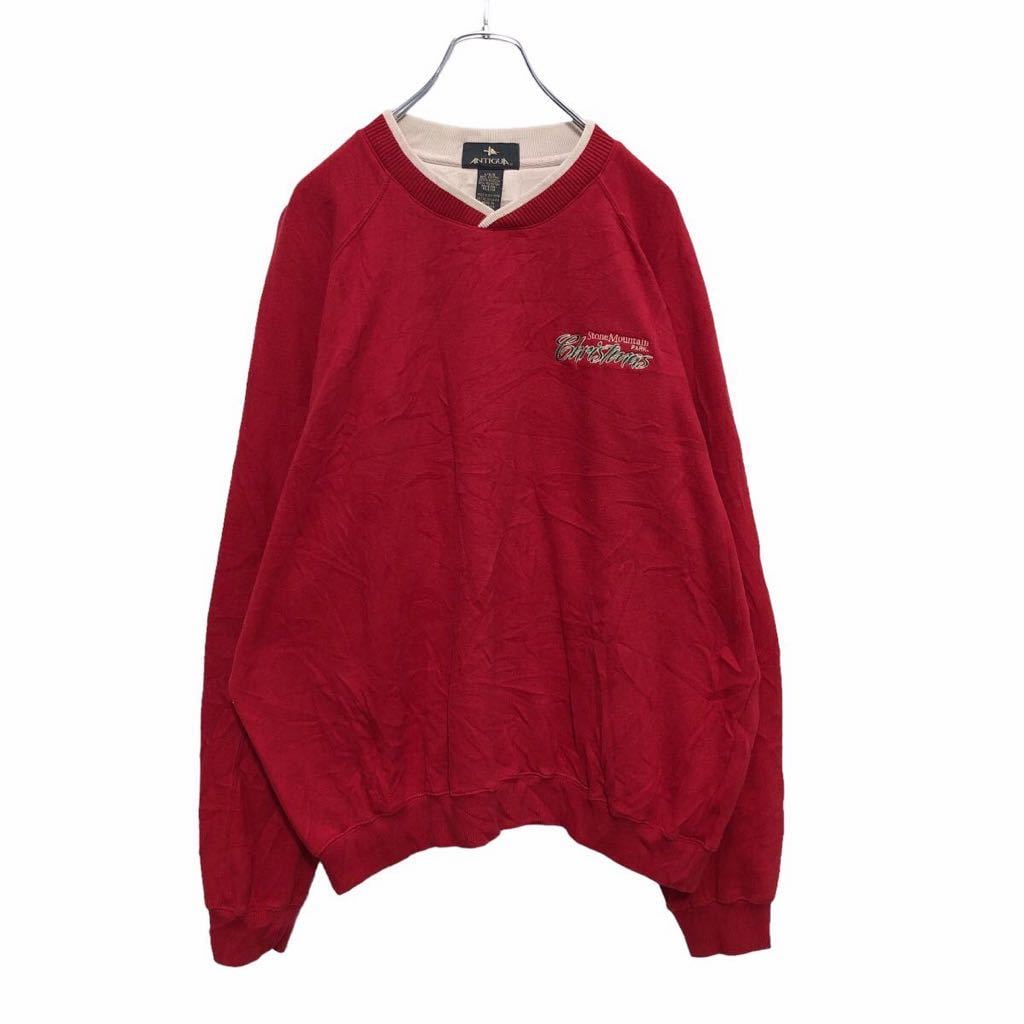 ANTIGUA スウェット トレーナー L レッド 刺繍ロゴ レトロ 古着卸