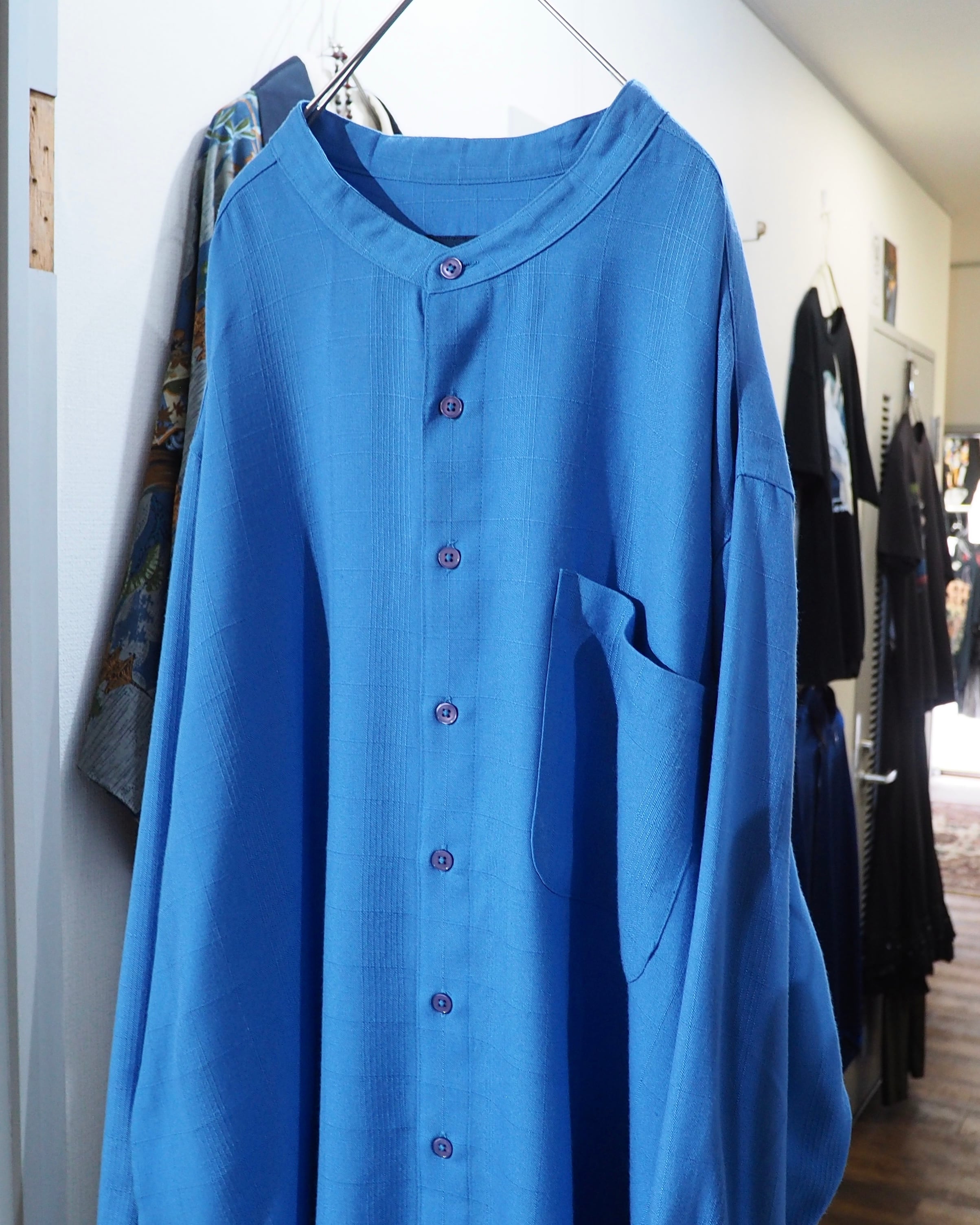 1990s " John Blair " Beautiful Light Blue color vintage Over silhouette No collar shirt