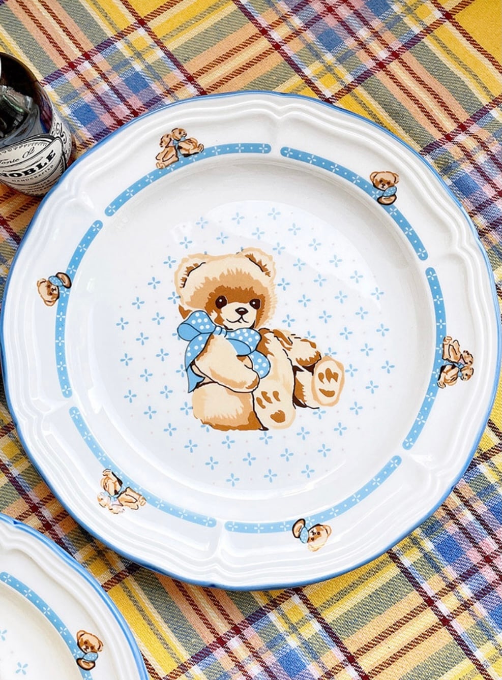 即発】retro teddy bear plate / レトロ テディーベア プレート お皿