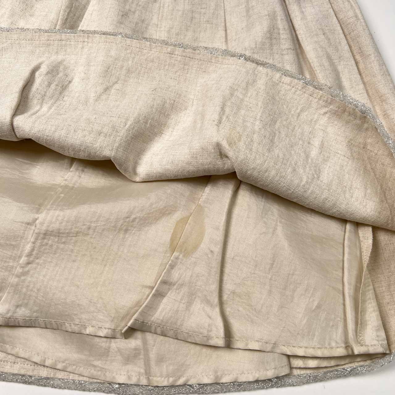 JILLSTUART ジルスチュアート リネン混 タック プリーツ フレア ミニ スカート サイズ 2 /生成り系