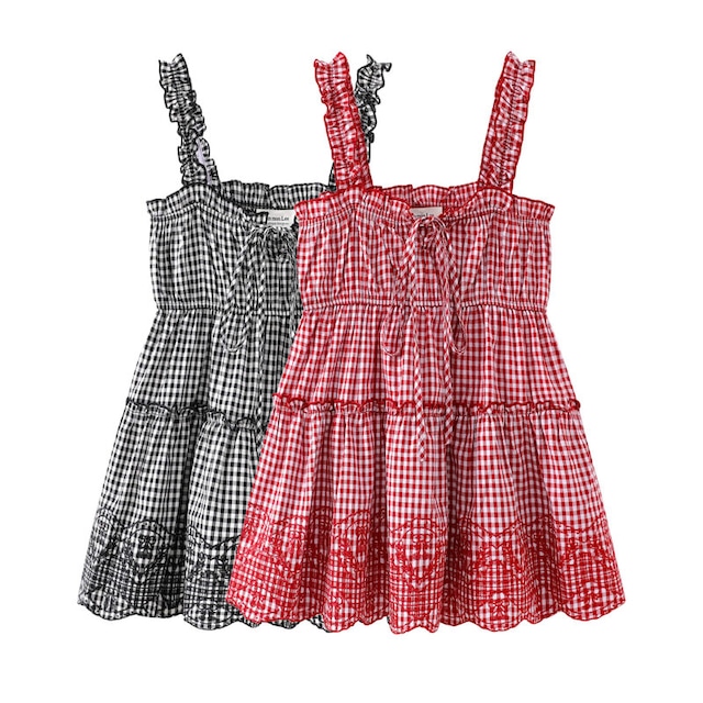 Gingham check flare cami　M3210