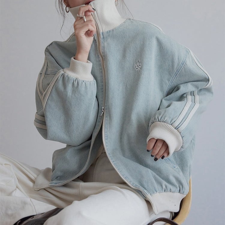 G毎日K様 スタンドカラーデニムラインジャケット 2color [am03455] | amgot