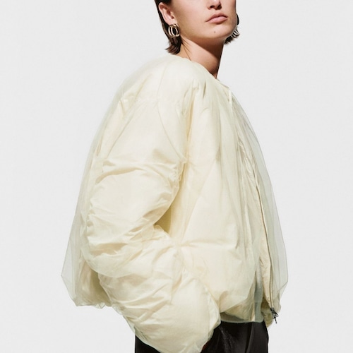 Tulle layered puffer jacket A00132