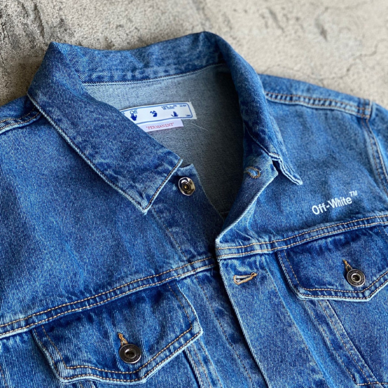 OFF WHITEDIAG TAB SLIM DENIM JACKETBLUEWHITE - 4