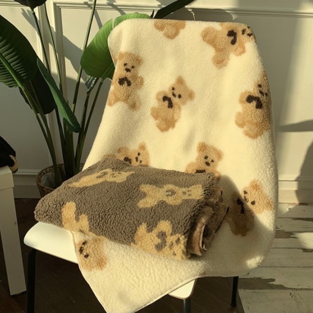 bear blanket 70*100 3colors / ベア ブランケット テディーベア 膝掛け 毛布 布団 韓国雑貨