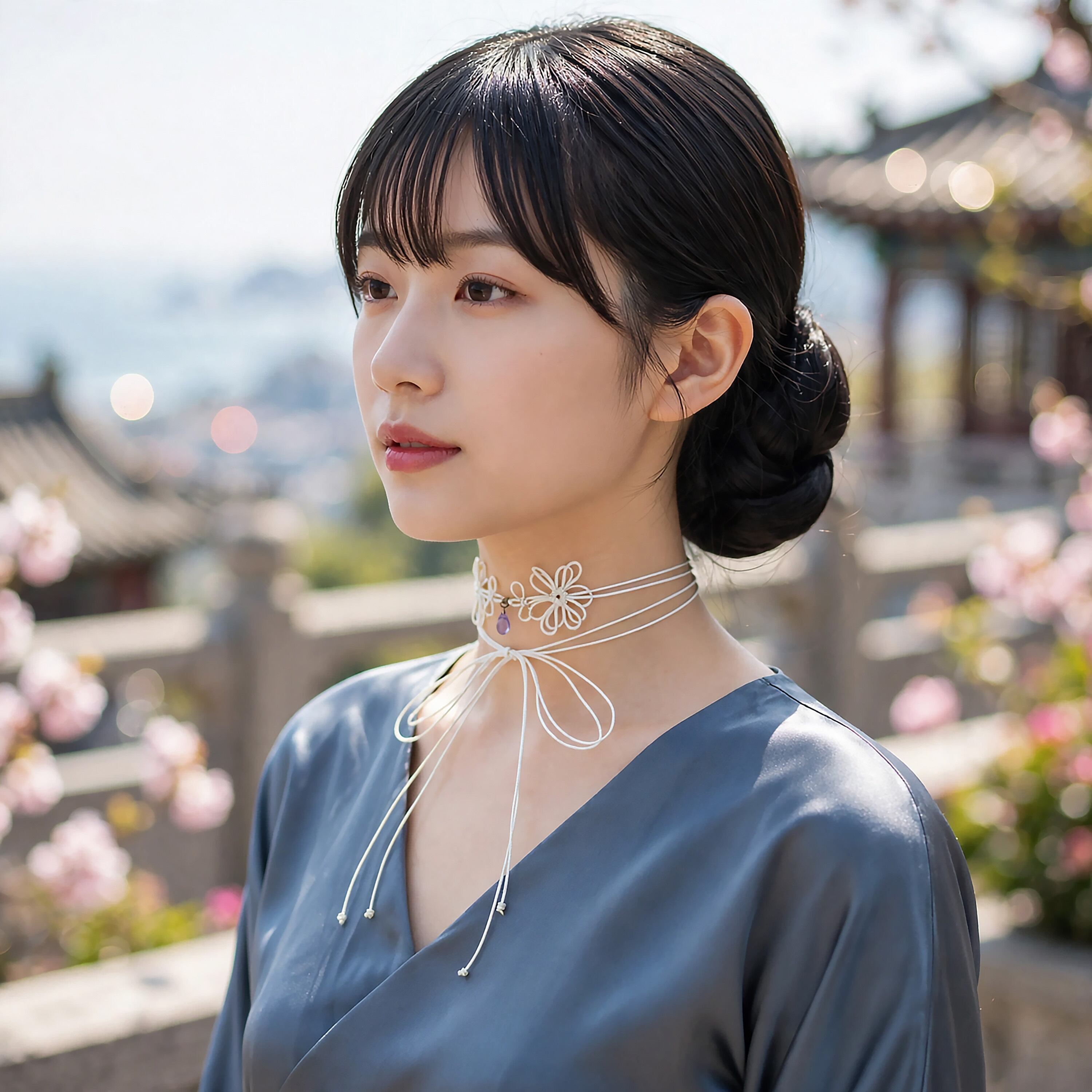 飾り結びチョーカー「嫋芳花」【軽量】浴衣・着物・フォーマル華やぐ二重巻。