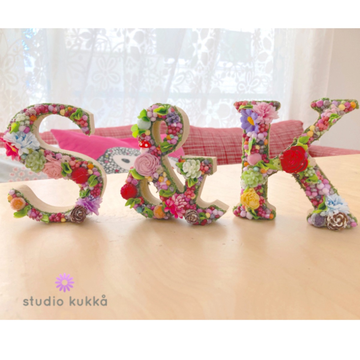 イニシャルフラワー〈3つセット〉ウエディング♡オブジェ ハンドメイド 