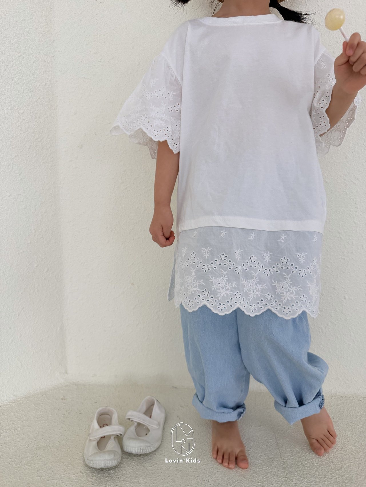 [Lovin' Kids] Angel Lace Tee / [러빈] 엔젤레이스티