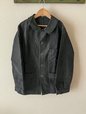 1940s  French vintage Mont-Saint-Michel Black Moleskin coverall