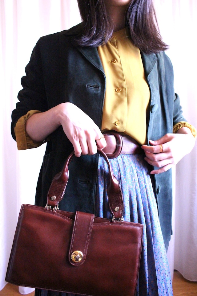 leather　handbag　brown