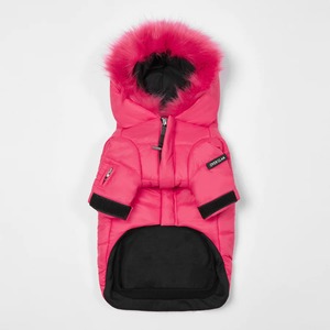 FAUX FUR ZIP UP PUFFER SKI JACKET WITH HOOD（Rose） / OVER GLAM