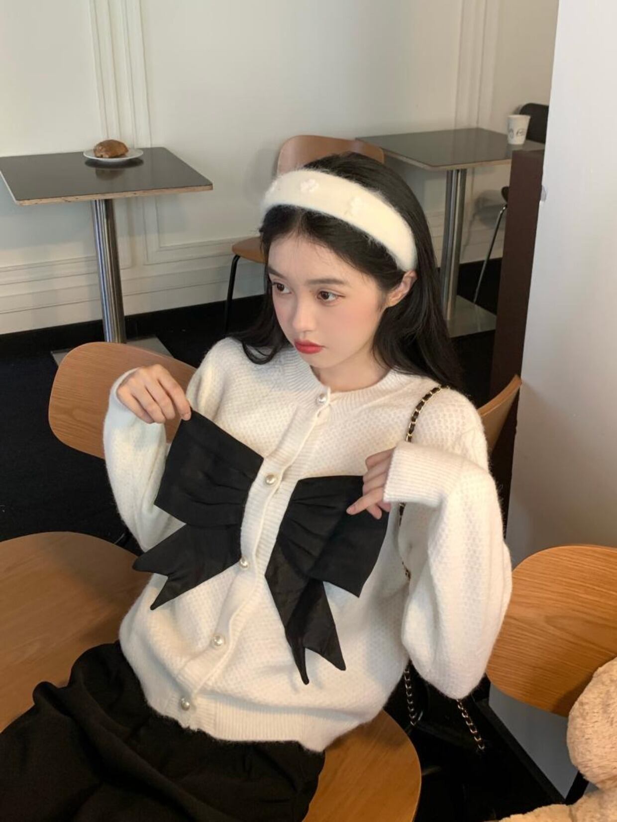 ホワイトセーター ジャケット スプリングオータムルーズニットカーディガン 春物 秋物 スーパーモール72334878771