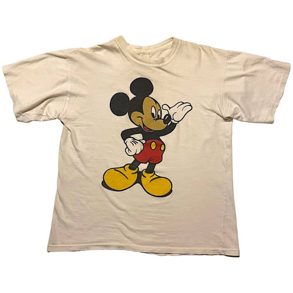 激レア 80s 黒人ミッキーマウス ビンテージ Tシャツ 日焼けミッキー(白 