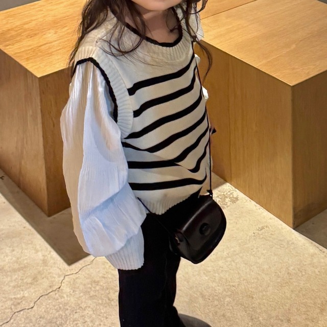 【 キッズ　90-140cm 】ドッキングニットトップス/親子リンク/お揃いコーデ