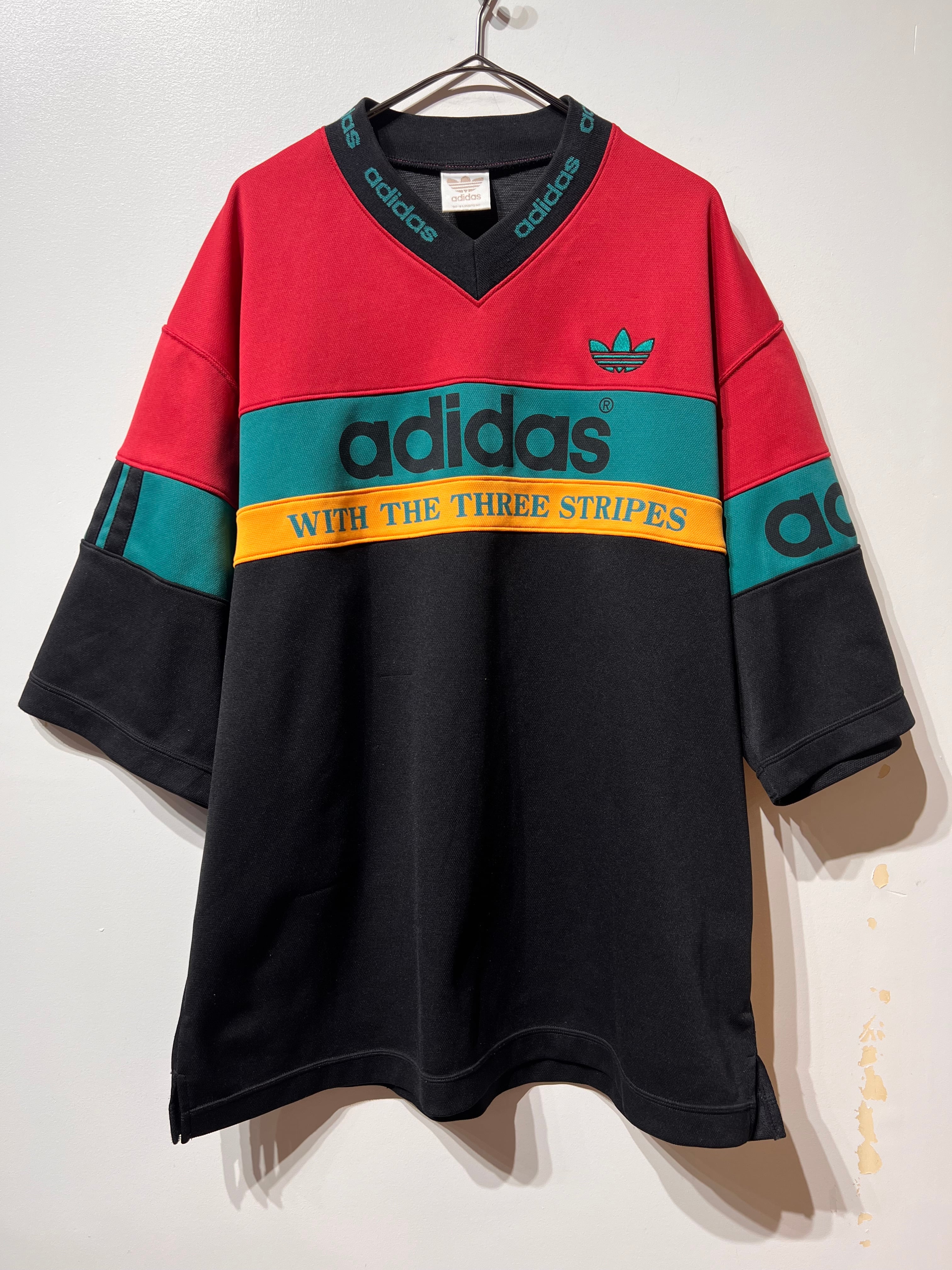 (CS2321)90‘s adidas colorblock V-neck jersey