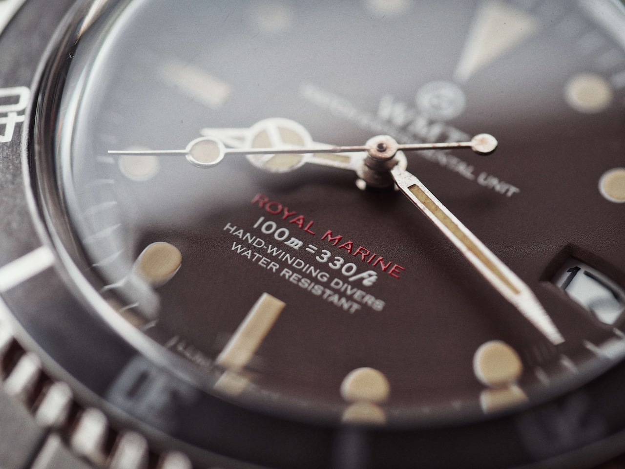 WMT Royal Marine – ( Tropical Brown ) Metal Band + Italian Leather Strap ” Aged ” Edition