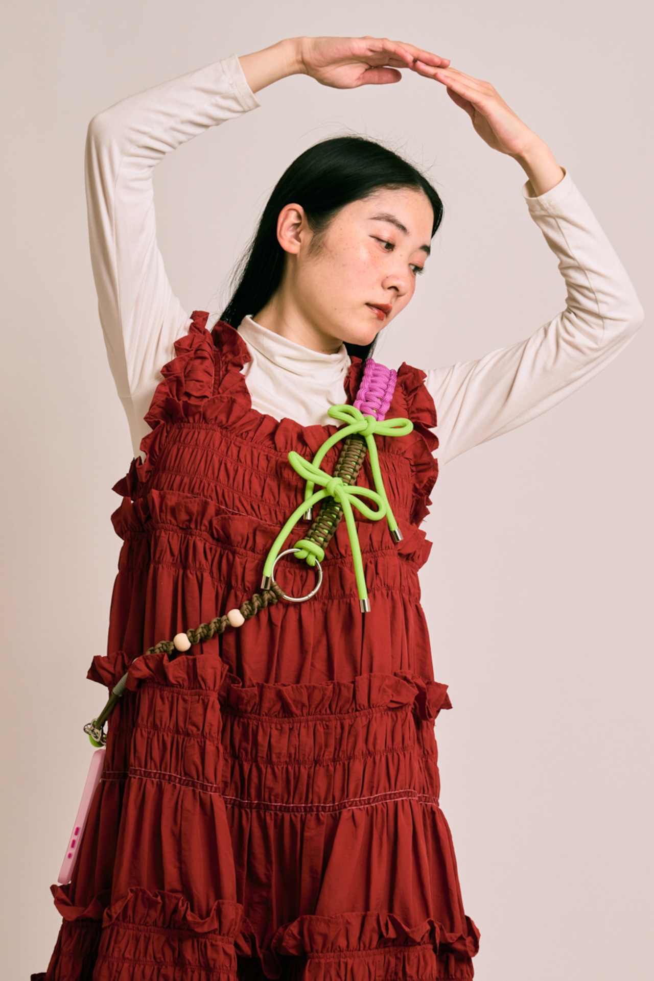 2way thick ribbon strap Lime Green