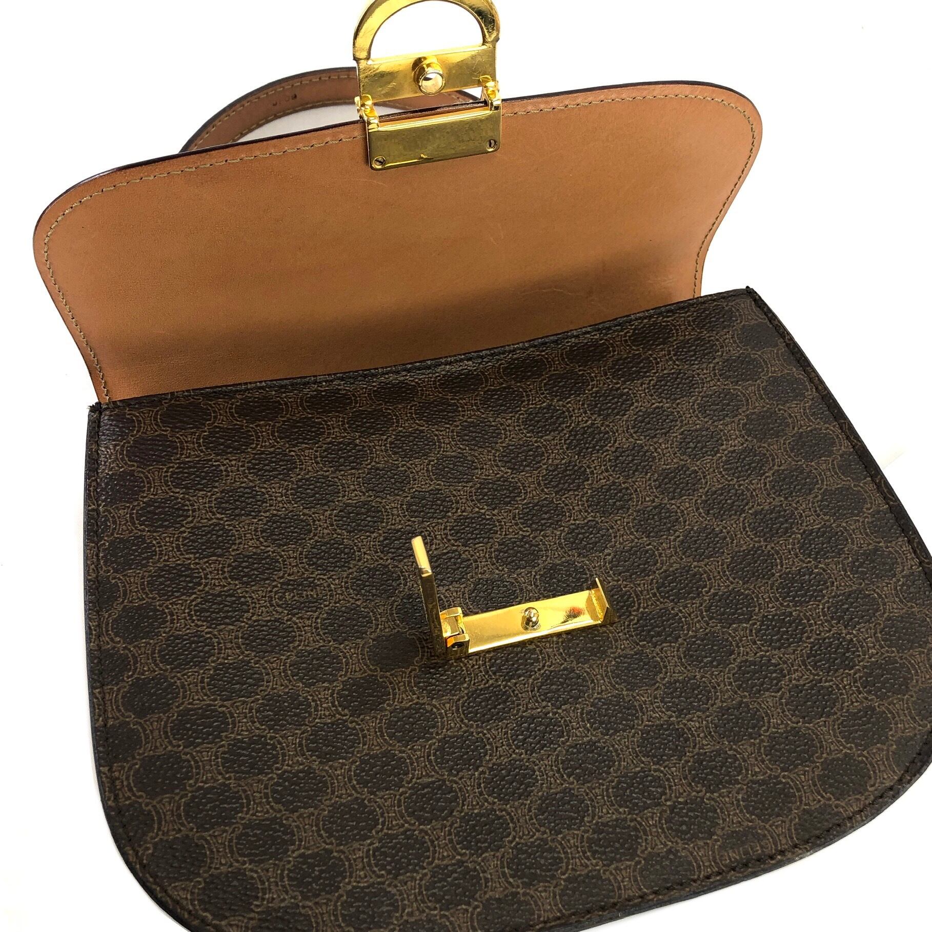 セリーヌ ヴィンテージマカダム トップハンドルバッグ/ショルダーバッグ CELINE セリーヌ マカダム ホースシュー ロゴ トップハンドル 2way