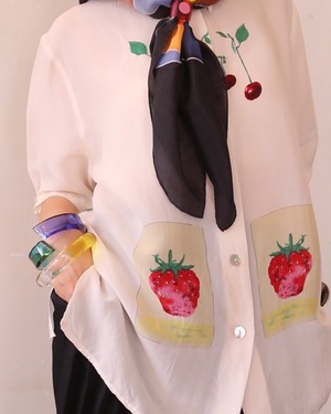 80s eu fruits print short sleeve shirt