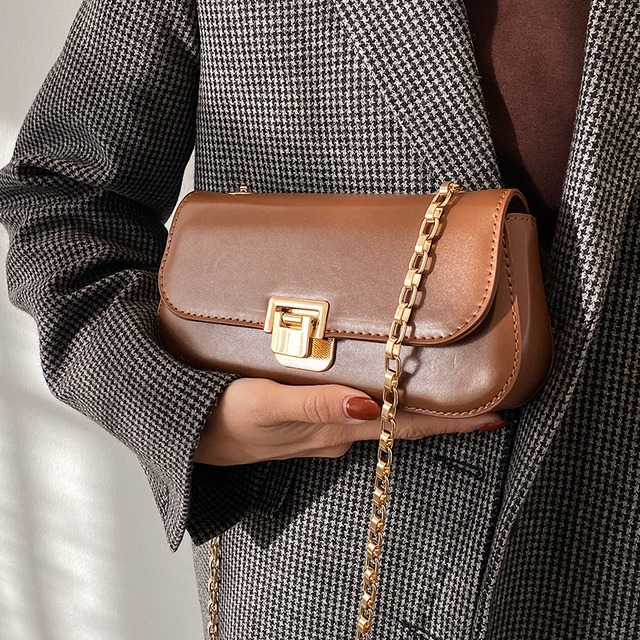 チェーン レディースレッド スクウェア メッセンジャーバッグ 手作りハンドバック84057508283