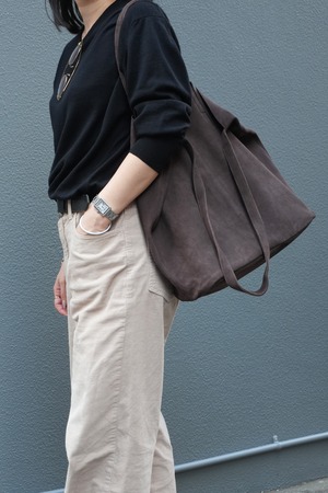 【 Morphee 】 3WAY LARGE TOTE（L）OIL SUEDE ( DARK CHOCO )