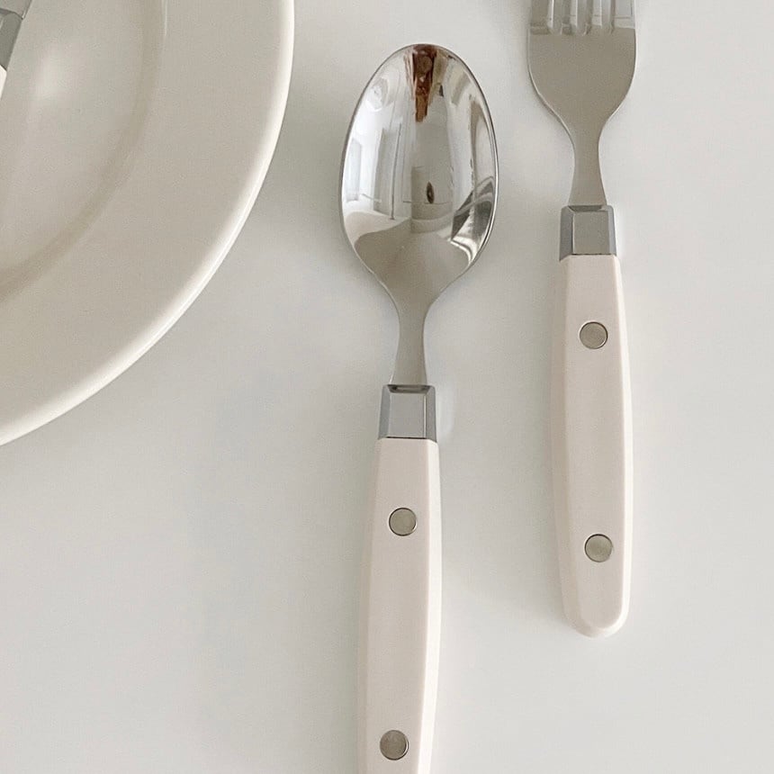 retro ivory cutlery 5P full set / レトロ アイボリー カトラリー