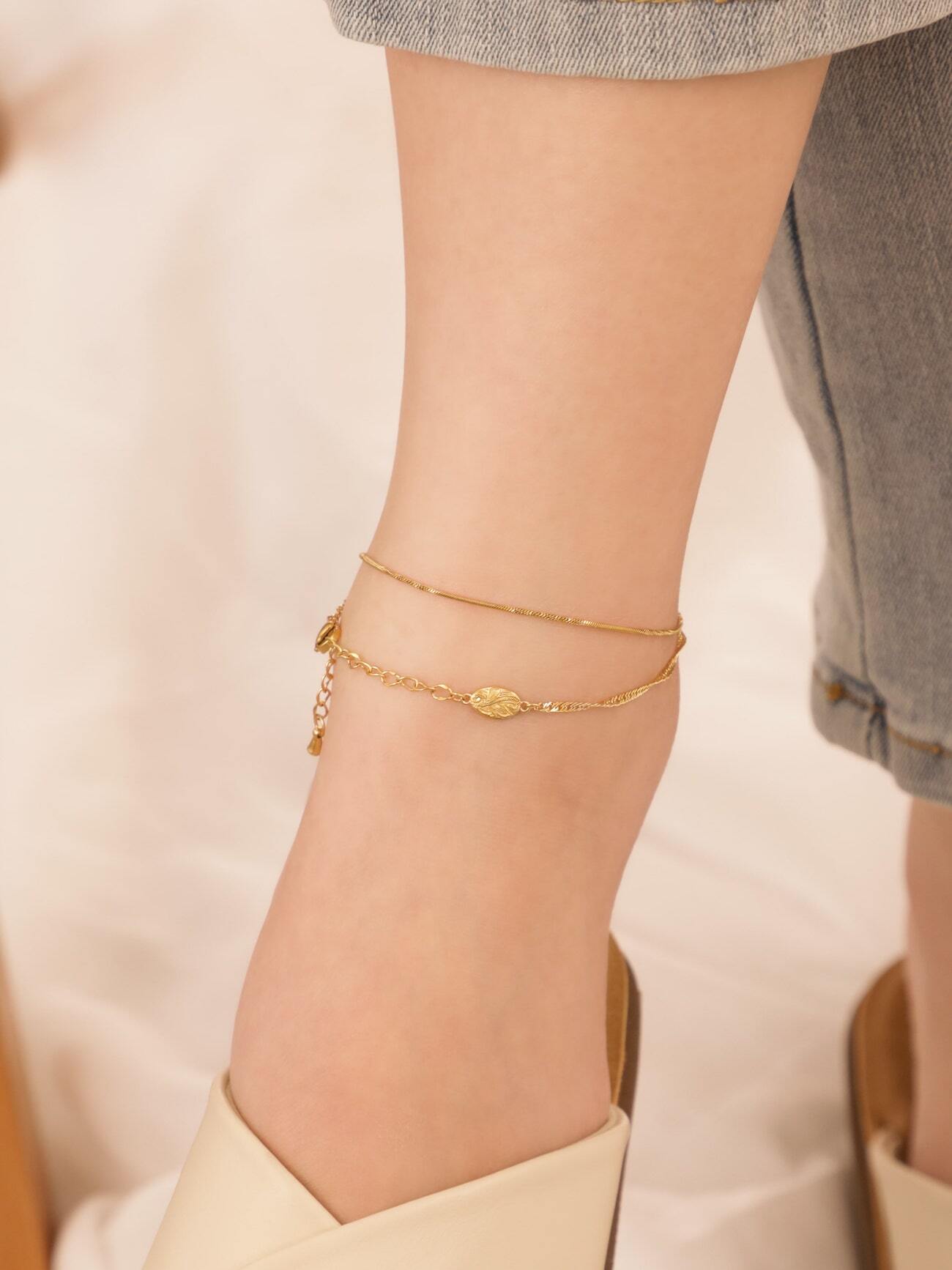 screw 】 316L medai & cross anklet #a25 | rani