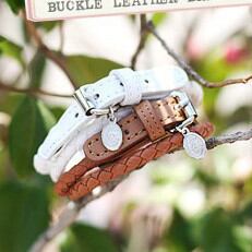 シンプル アンティーク ブレスレット レザー レトロ風 ブラウン 茶