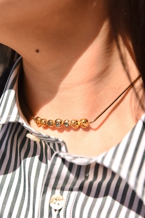IOSSELIANI/ vintage stone design gold necklace.