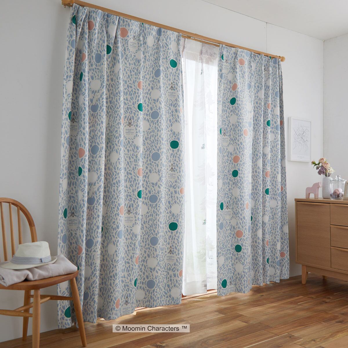 ムーミンカーテン 100×200 スミノエ 遮光 ドレープ 2つ山 1.5倍ヒダ ムーミンカーテン 100×200 スミノエ 遮光 ドレープ 2つ山 1.5倍
