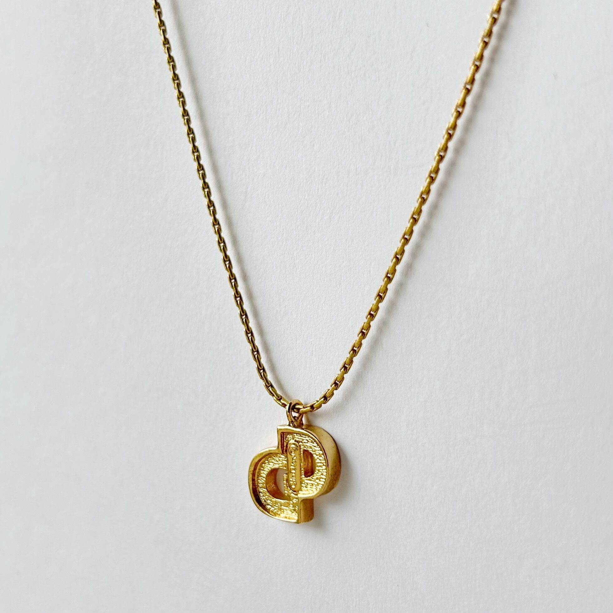 N8002】Christian Dior logo rhinestone necklace/クリスチャン