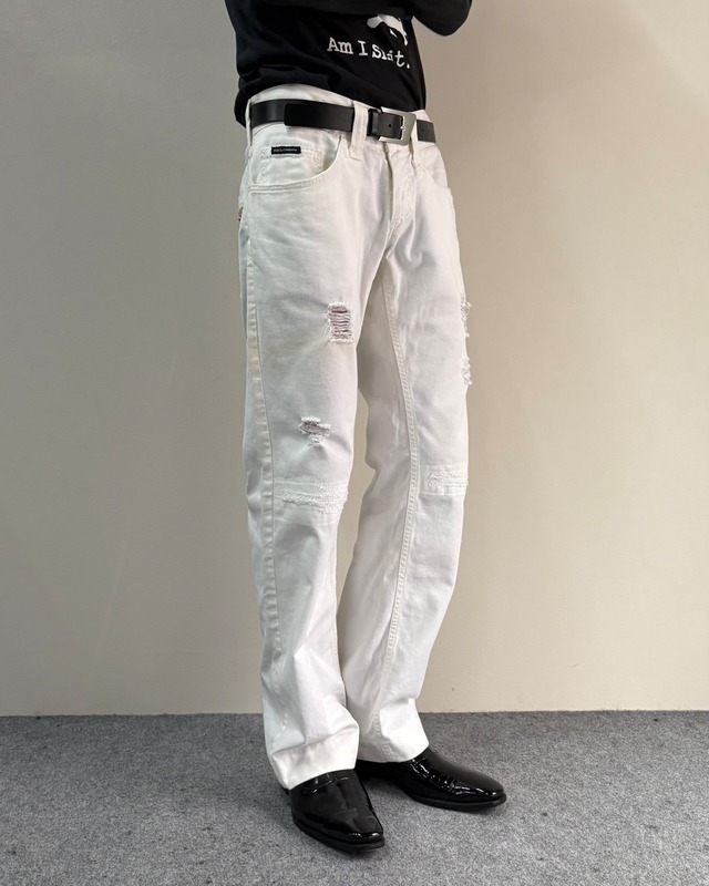【DOLCE&GABBANA】Destroyed Straight Denim Pants