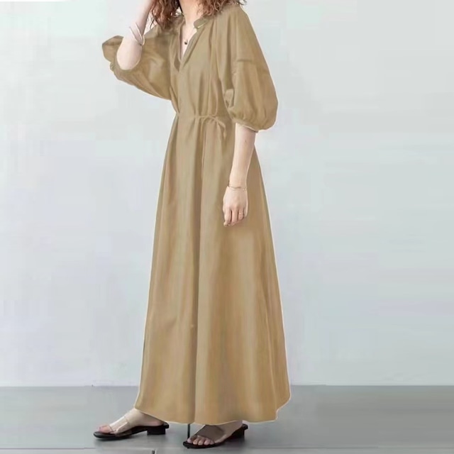 パフスリーブ 2wayスタイルワンピース ブラウン OP00074 パフスリーブ 2wayスタイルワンピース ブラウン OP00074